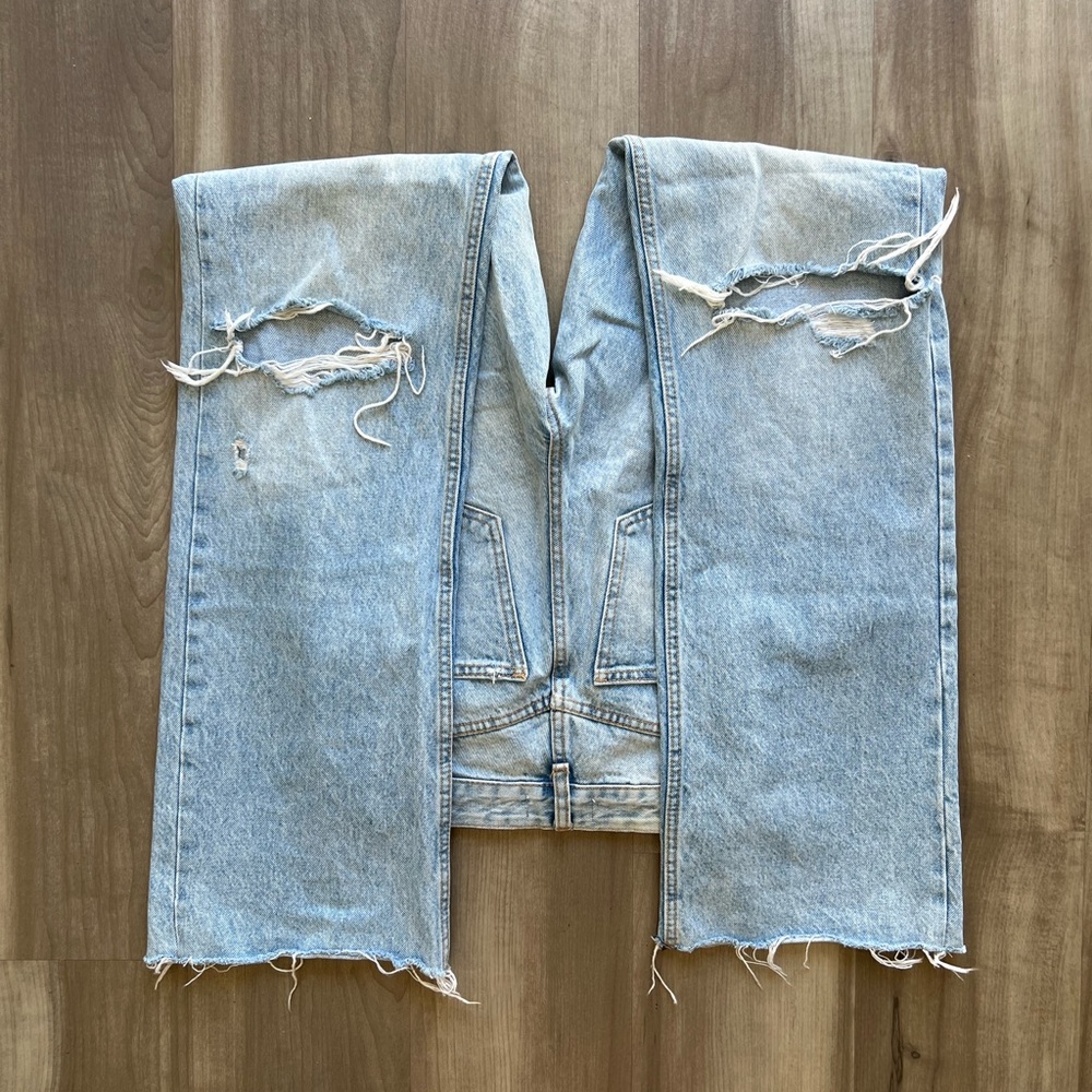 Zara Light Blue Distressed Women's Jeans 0 - Picture 3 of 10